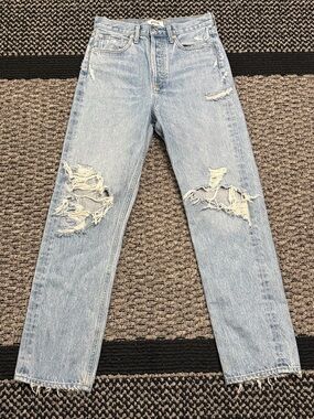 AGOLDE 90s Jean Women’s 25 Straight Distressed Raw Hem Casual Festival